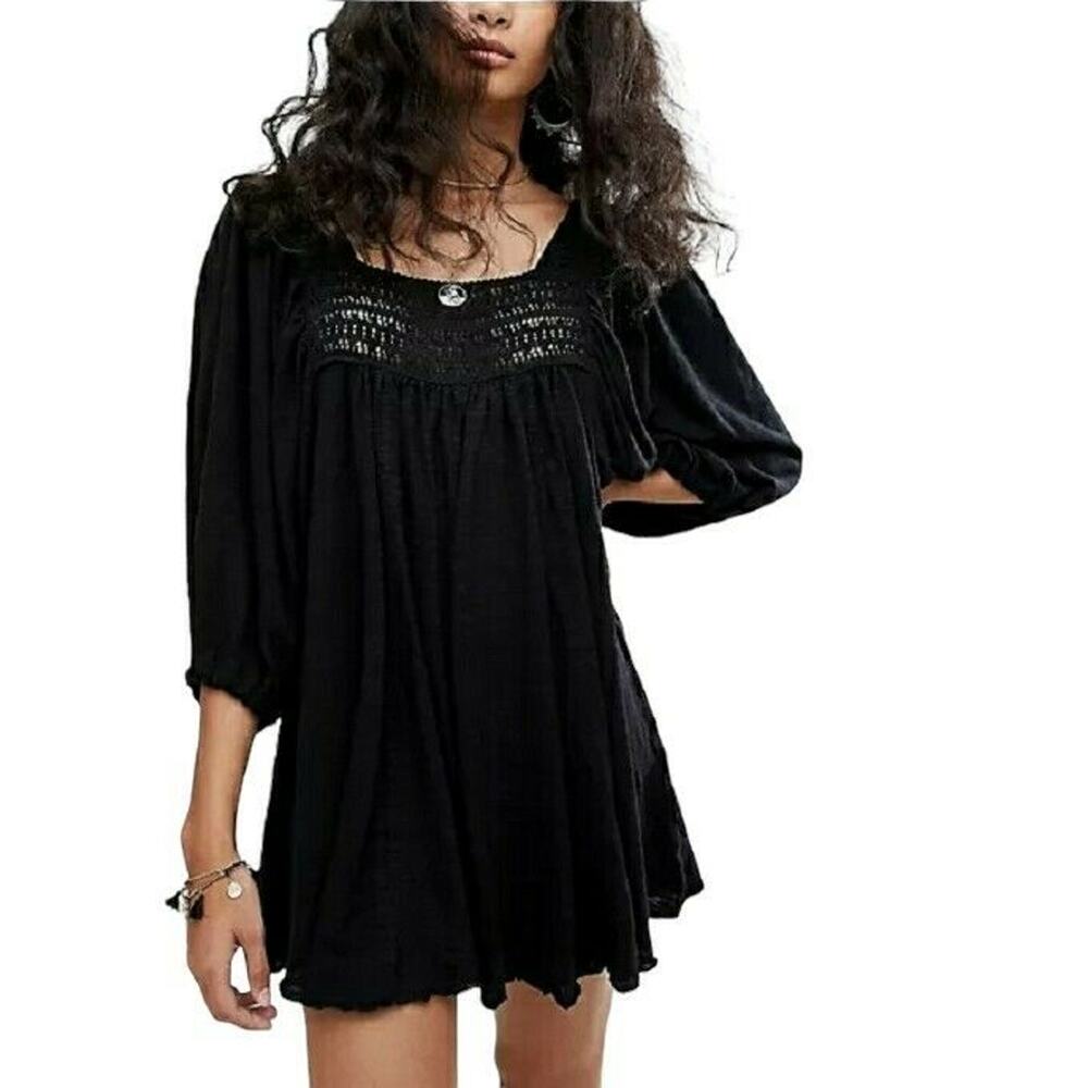 Intimately FREE PEOPLE Dancing In The Waves black oversized romper Size S NEW